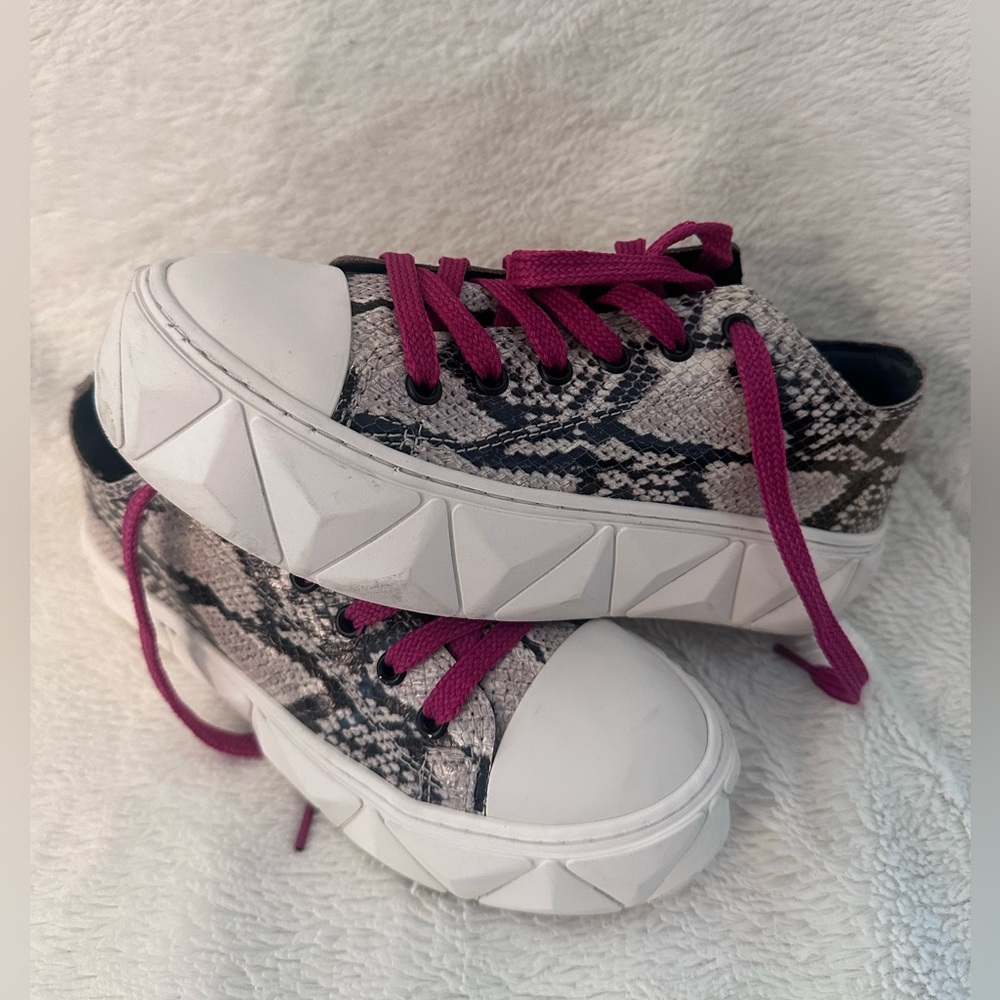 Schutz Platform Sneakers Snake Print